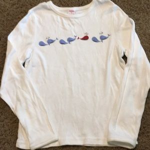 Vintage Gymboree “Whale Watching” white long sleeved whale top Sz 8